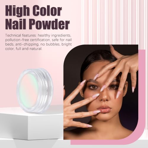 Artdone 8 Jars Chrome Nail Powder Dip Magic White Pearl Kit Silver Mirror - color: 8 Colors Pearl Chrome