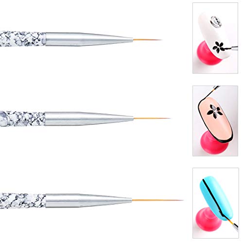 Tbestmax Professional Nail Art Liner Brush UV Gel Painting Acrylic Nail Brushes Striping Brushes for Short Strokes Details Blending Elongated Lines 3 pcs - color: 3pcs - White