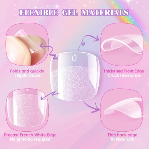 Krofaue Kids Fake Nails - Squared Half Matte Acrylic Nail Tips - color: 240 PCS Half Matte Squared Oval Kids Nail Tips