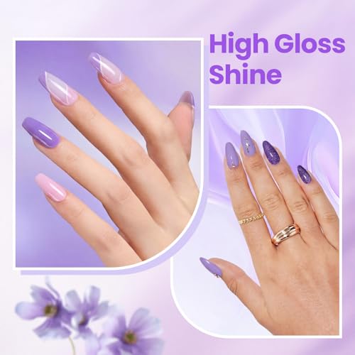 Beetles Dip Powder Nail Kit, 4 Colors Pastel Purple Lavender Pink Glitter - color: 4 Colors x 17g Kit | Violet Whisper
