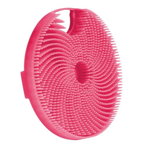 Silicone Body Scrubber Shower Brush,Super Exfoliating Body Brush with Non-Slip Strap-Effective Showering Exfoliation and Gentle Massage for Men Wome,Durable Use Brush (Pink) - color: Pink
