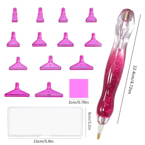 26 Piece 5D Ergonomic Diamond Art Painting Pens Kit,Rose red - color: Rose red