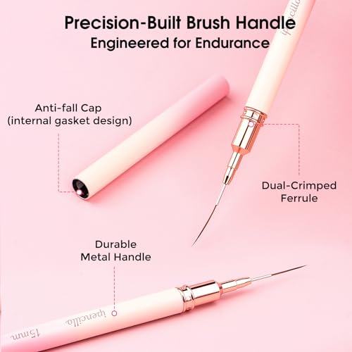 Nail Art Brushes, Nail Art Liner Brushes Set, 6Pcs Nail Brushes - color: Pink