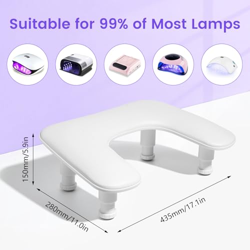 Big Arm Rest for Nails Tech, Height Adjustable, U-Shaped, White - color: 2nd Gen Height-adjustable Cream White