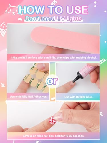EBANKU 72Pcs Press on Nail Kids, 3 Pack Pink Children Fake Nail - color: Pink 3 Pack