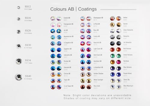 Beadsland Flat Back Rhinestones Sample Card Color Chart