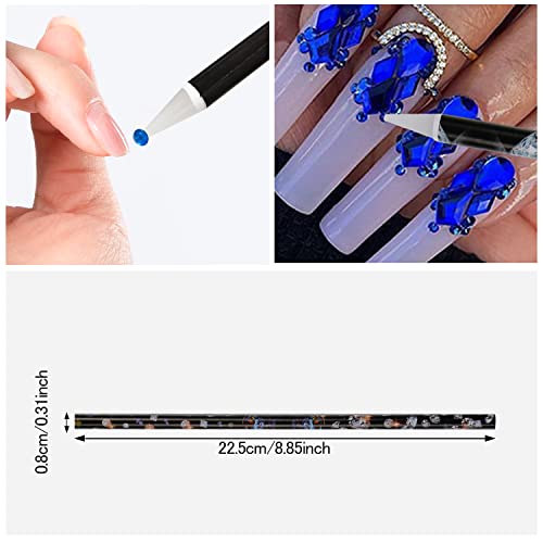 BENOSPACE 9 Pcs Diamond Painting Pen Rhinestone Picker Pencil Set Self Adhesive Nail Dotting Wax Pen with Pencil Sharpener Resin Point Drill Pens 5D Crystal Gem Pick up Tools DIY Nail Art Accessories