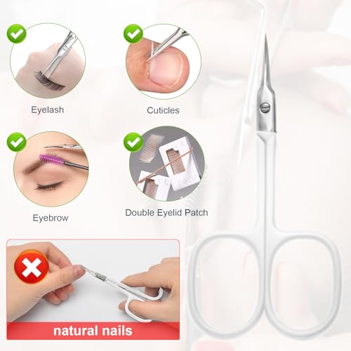 CGBE Curved Cuticle Scissors, Extra Fine Pointed Tip, for Russian Manicure - color: White