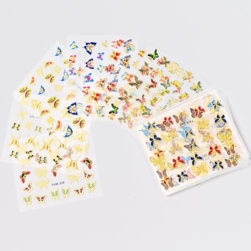 30 Sheets 3D Butterfly Nail Stickers Gold Foil Edge Nail Decals - color: Style-40