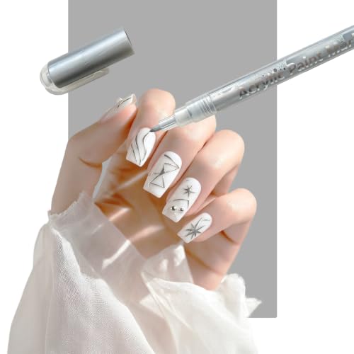 Nail Art Pen, 0.7mm Fine Tip, Silver, 1 PCS - size: Silver