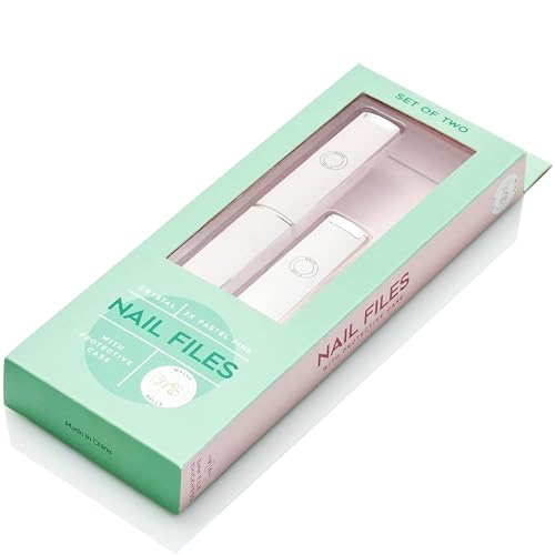 Malva Belle Crystal Glass Nail File Set for Women - 2xPink (3mm) - color: Pastel Pink, size: 3mm (Gift Set)