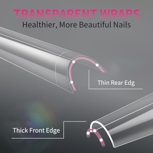 krofaue Half Cover Coffin Nail Tips - Acrylic Nail Tips - color: Clear Coffin Half Cover
