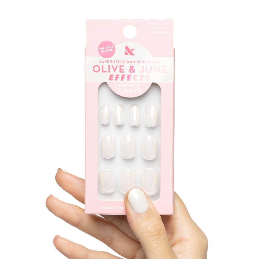 Olive & June Effects Super Stick Press-On Nails, Cloud Chrome, Extra Short (Pack of 12) - color: Cloud Chrome (Pack of 12)