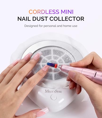 MelodySusie Cordless Mini Nail Dust Collector PProR for Mobile Techs Gel - color: White Cordless