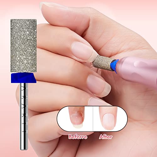 Makartt Nail Drill Bits - Large Barrel Carbide Diamond Sanding Bit for Nails Prep Shaping, Upgrade Drill Tips with Cross Teeth and Dust-Proof Ring for Manicure Salon Cuticle Remove, M #150 Grit - size: Diamond Barrel Bit-M