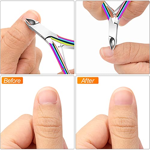 4 Pack Professional Cuticle Nippers, Rainbow Nail Trimmer & Cutter - color: Rainbow Color