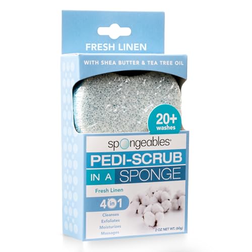 Spongables Pedi Scrub Foot Exfoliating 20+ Wash Sponge, Fresh Linen, 1 Count - color: Fresh Linen, size: 1 Count (Pack of 1)