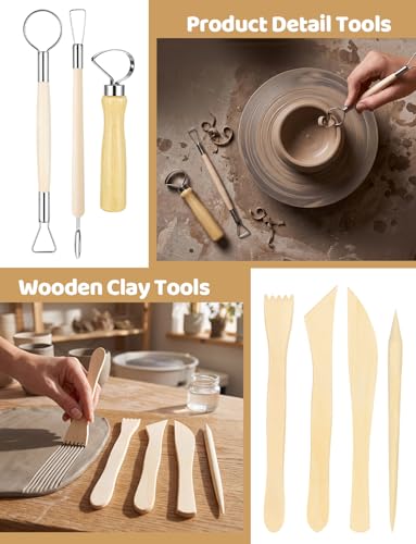 44Pcs Clay Sculpting Tools Kit, Ceramic Clay Ball Stylus Dot Painting Tools, Air Dry Clay Tools Set for Carving, Dotting, Embossing, Shaping, Molding, Pottery Crafts, Nail Art, Rhinestone, Rock - color: 44PCS