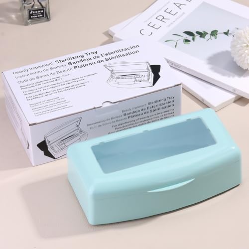 SUTOKAKA Nail Tool Sterilizer Box Plastic Disinfectant Container, Blue - color: Liftable Blue