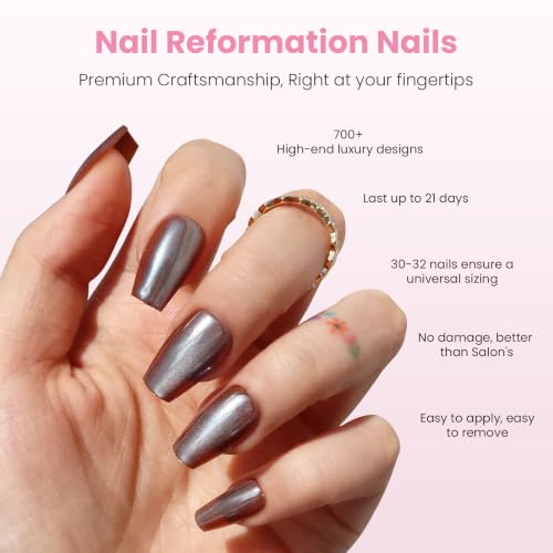 Nail Reformation Press On Nails, Maple Glaze Short Coffin Fake Nails 30 Pcs - color: Maple Glaze