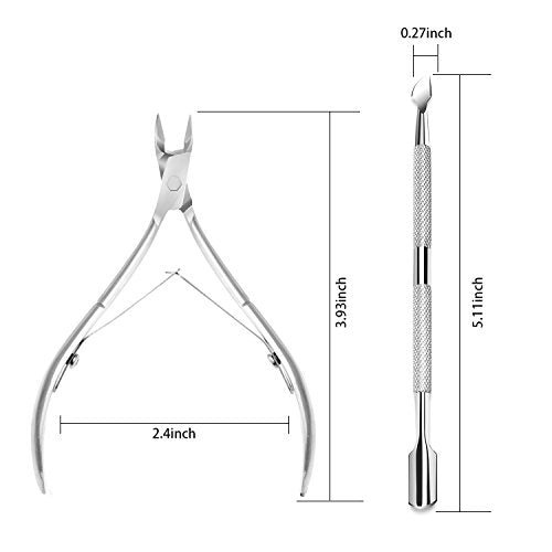Ejiubas Cuticle Trimmer With Cuticle Pusher, Silver - color: Silver