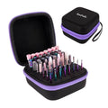 Lavinda Nail Drill Bit Holder & Organizer Case, Portable Box for Nail Tech - color: Black,Purple