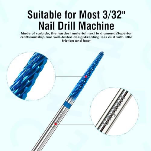 3/32" 2PCS Small Umbrella L Carbide Cuticle Cleaner Bit for Nail Cleaning - color: 014 Blue, size: M