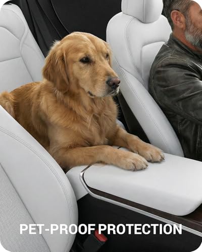 BASENOR Upgraded Center Console Armrest Cover for Tesla Model S Model X - size: Model S/X White