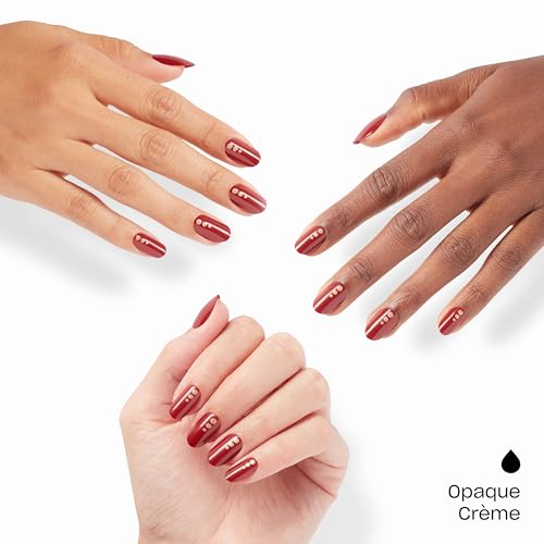 OPI On Point Press On Nails | Instant Mani | 24 Count With Nail Glue - color: Big Candy Apple Red | Bright Red with Gold Glitter Nail Art, style: Short Round