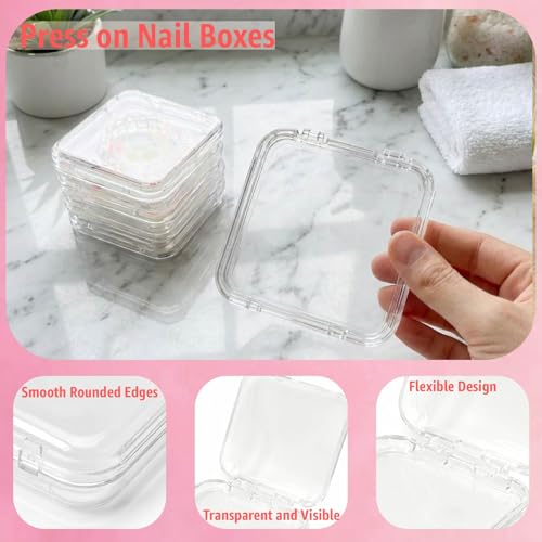 Clear Press On Nail Storage Containers 6-Pack Stackable Cases, Press Ons Nail Packaging Organizer Case, Acrylic Tips and Fake Nails Display Box for Travel and Salon Use - color: Clear 08