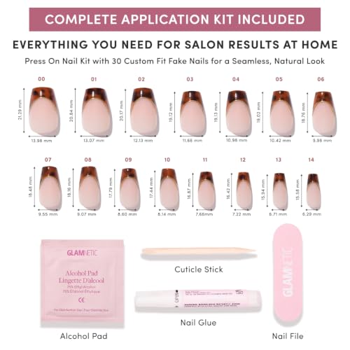 Glamnetic Press On Nails - Medium Coffin, Glossy Fake Nails 30 Pc Full Kit - color: 2F - Top Tier