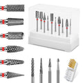 Diesisa 10Pcs Nail Drill Bits Set:Tungsten Carbide Nail Bits for Nail Drill - color: Red-10Drill Bits