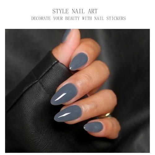JMEOWIO Semi Cured Gel Strips Nail Art Sticker Wrap Grey Blue - color: Grey Blue
