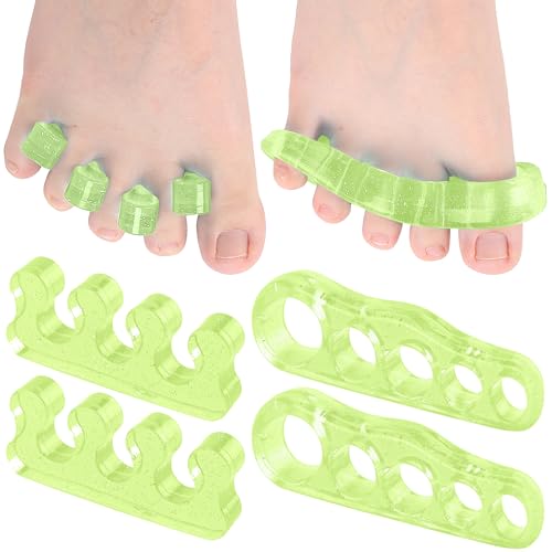 DR JK- ToePal Gel Toe Separator, 4 Pairs, Toe Spacers, Bunion Corrector - color: Light Green, size: 4 Pairs