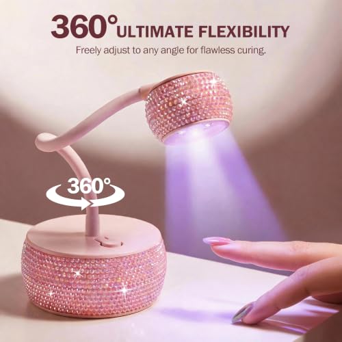 Rechargeable Gooseneck Flash Cure Nail Lamp, Auto Sensor, Pink