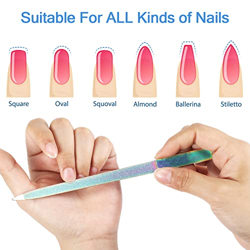 Mudder 3 Pcs Stainless Steel Diamond Nail File Set Rainbow Color - color: Rainbow Color