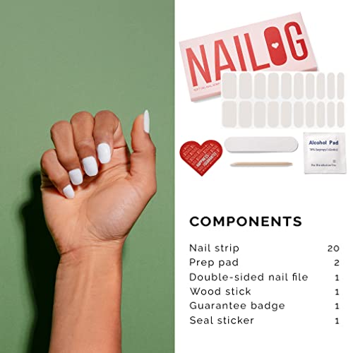 NAILOG Semi Cured Gel Nail Strips 20Pcs White Gel Nail Stickers - Blanc - color: Blanc
