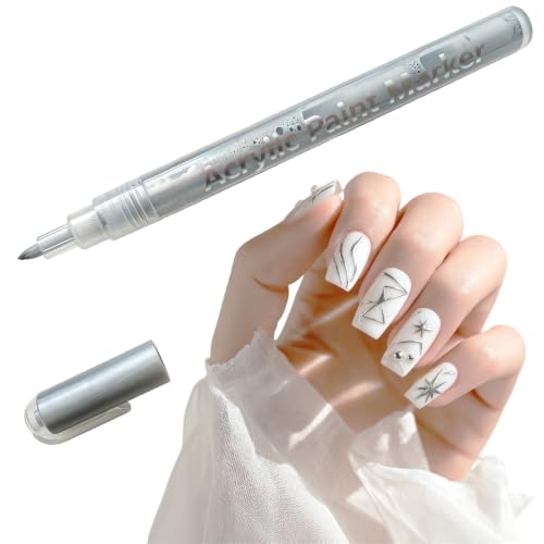 Nail Art Pen, 0.7mm Fine Tip, Silver, 1 PCS - size: Silver