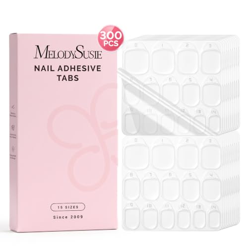 MelodySusie Nail Adhesive Tabs for Press On Nails, 300Pcs, 10 Sheets - size: 10 sheets