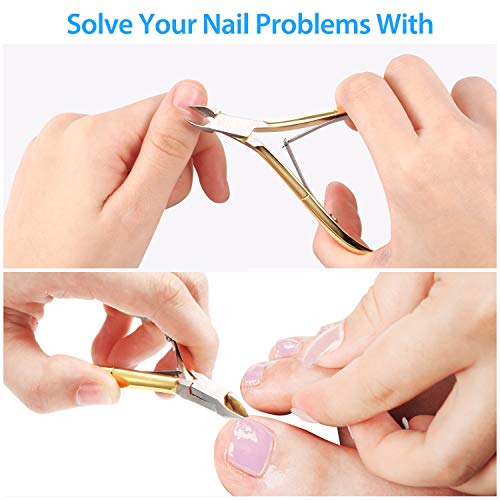 Mudder 3 Pcs Cuticle Trimmer Nipper Stainless Steel Nail Scissor, Gold - color: Gold