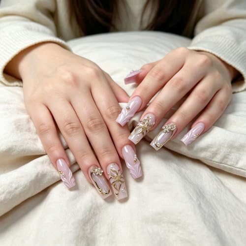 Long Press on Nails Coffin Elegant Acrylic Fake Nails 24pcs - color: style-CL10