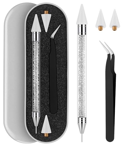 Tatuo Rhinestone Picker Tool Bedazzling Pen Dual Head, White - color: White