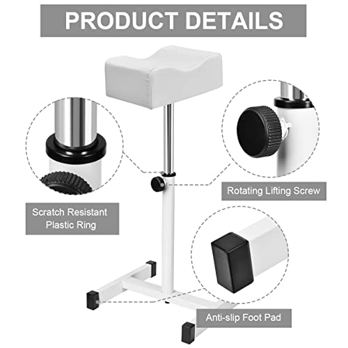 FLOLXNB Pedicure Foot Rest, Foot Massage Pedicure Stool, Tattoo Stand Adjustable Height Footstool Nail Equipment for Home Beauty Salon Spa (White) - color: White