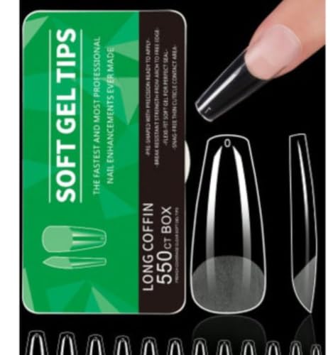 Coffin Nail Tips Press On Nails, 550 pcs, Long Full Cover