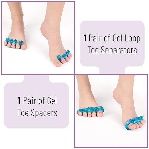 Dr. JK- ToePal Gel Toe Separator, 2 Pairs, Toe Spacers, Bunion Corrector - color: Dark Blue, size: 2 Pairs