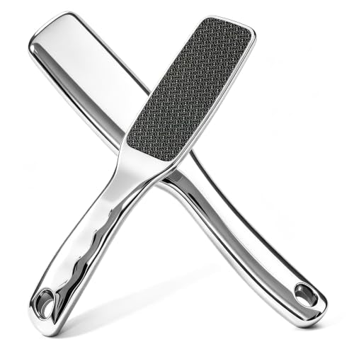 Glass Foot File,Nano Glass Foot Scraper with Ergonomic Handle,Silver - color: Silver