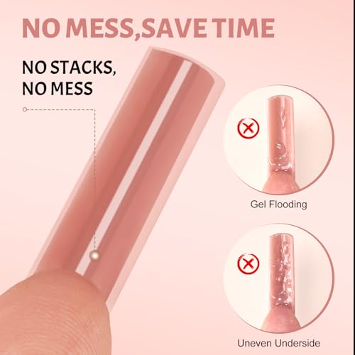 JEWHITENY 140 PCS Sandwich Nails Dual Forms:Long Square Reusable Nail Forms with Guide Lines,14 Sizes Nail Mold for Nails Extension,Salon & Home DIY Nail Art Tools - color: Long Square-SMZ-03