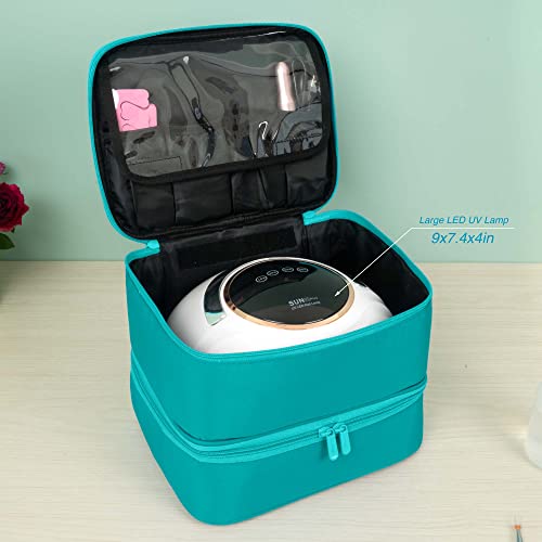 ButterFox Large Nail Polish Organizer Storage Case Holder, Fits Nail Lamp Dryer and 40-50 Bottles, Gel Nail Polish Kits Supplies Holder Bag (Turquoise, S (30-40)) - color: Turquoise, size: S (30-40 Slots)