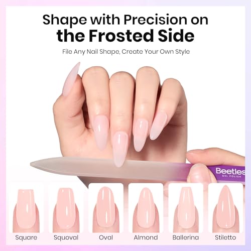 Beetles Glass Nail File 3 Pack for Natural Nails, Double-Sided Crystal File - color: A-Multicolor-3