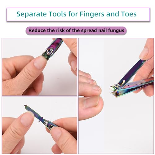 FiriKer 2 Pcs Rainbow Nail Clippers Set, Fingernail and Toenail Clippers - color: Rainbow